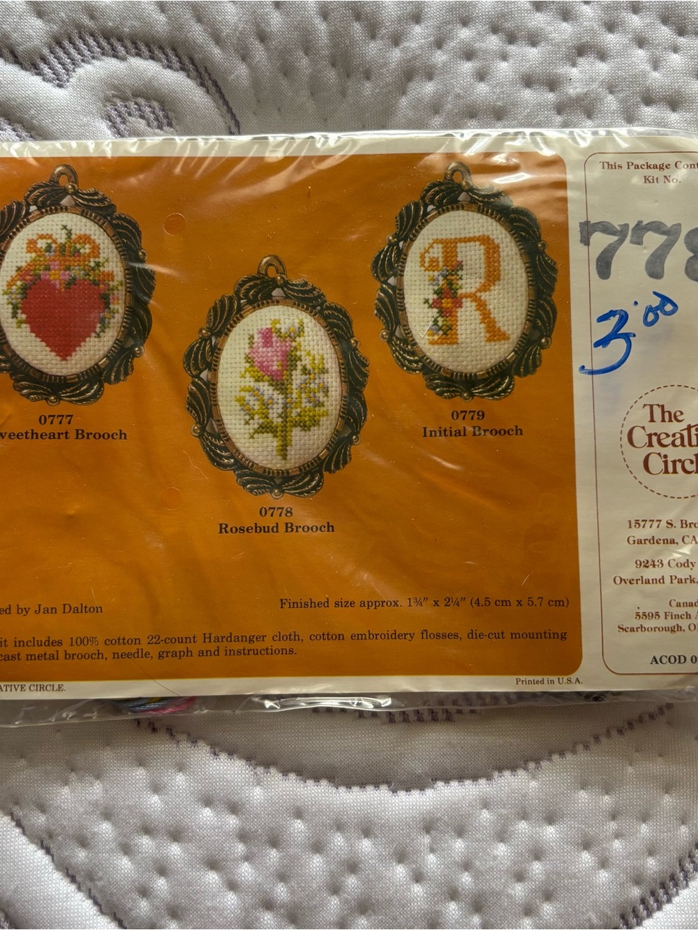 The Creative Circle Rosebud Brooch Cross Stitch Kit -